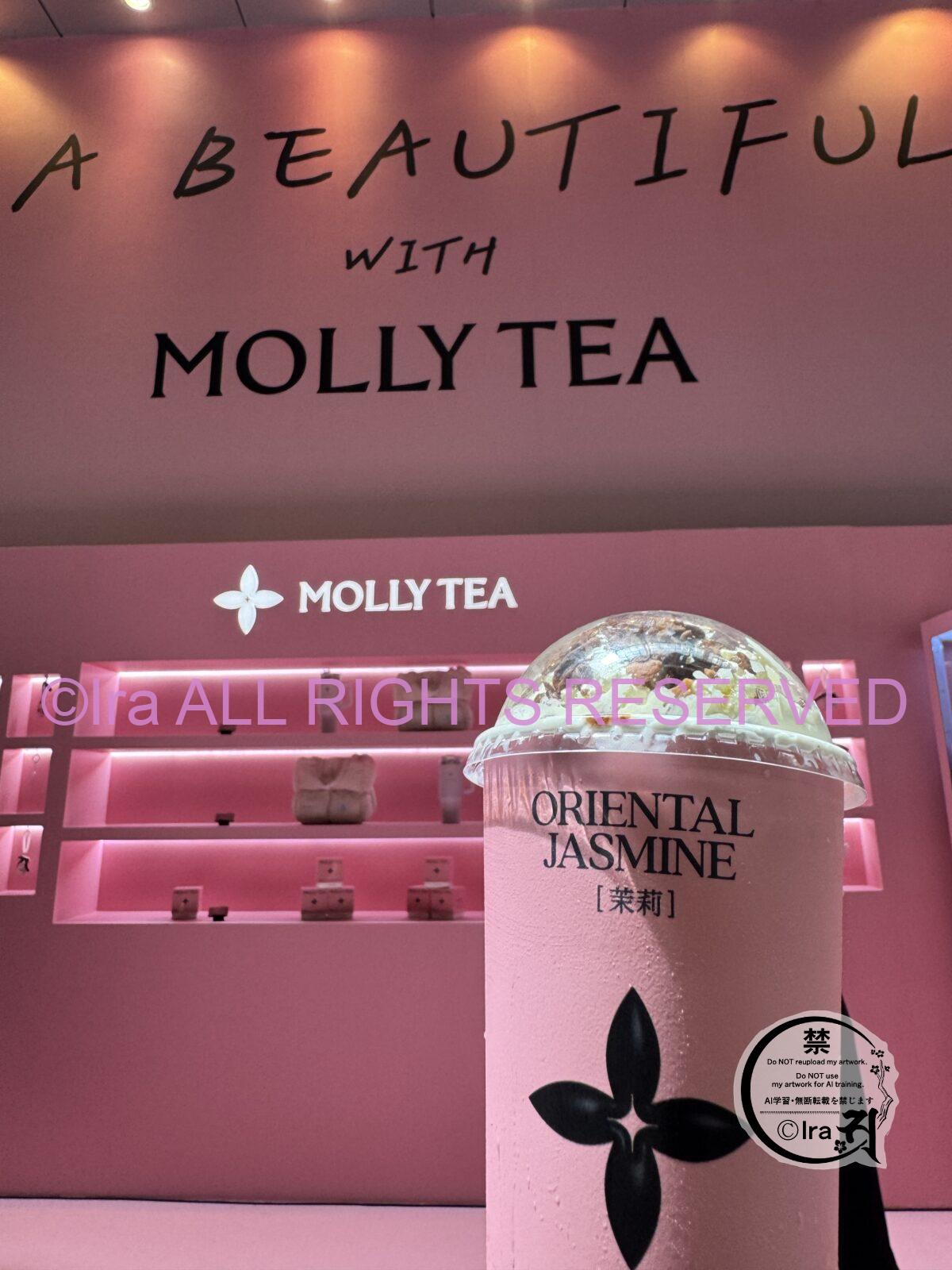 半額購入は行列1時間.世界2000店舗Molly-teaの中国茶ドリンク.シンガポール観光 IMG 3908